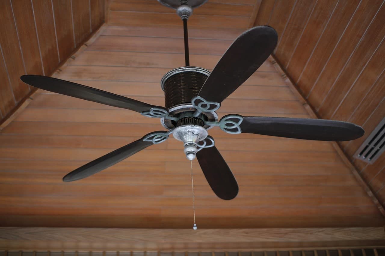 Ceiling fan installed in a living room